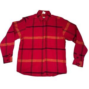 Vintage 90s Diane Von Frustenberg Women 8 Button Up Blouse Red Plaid Western